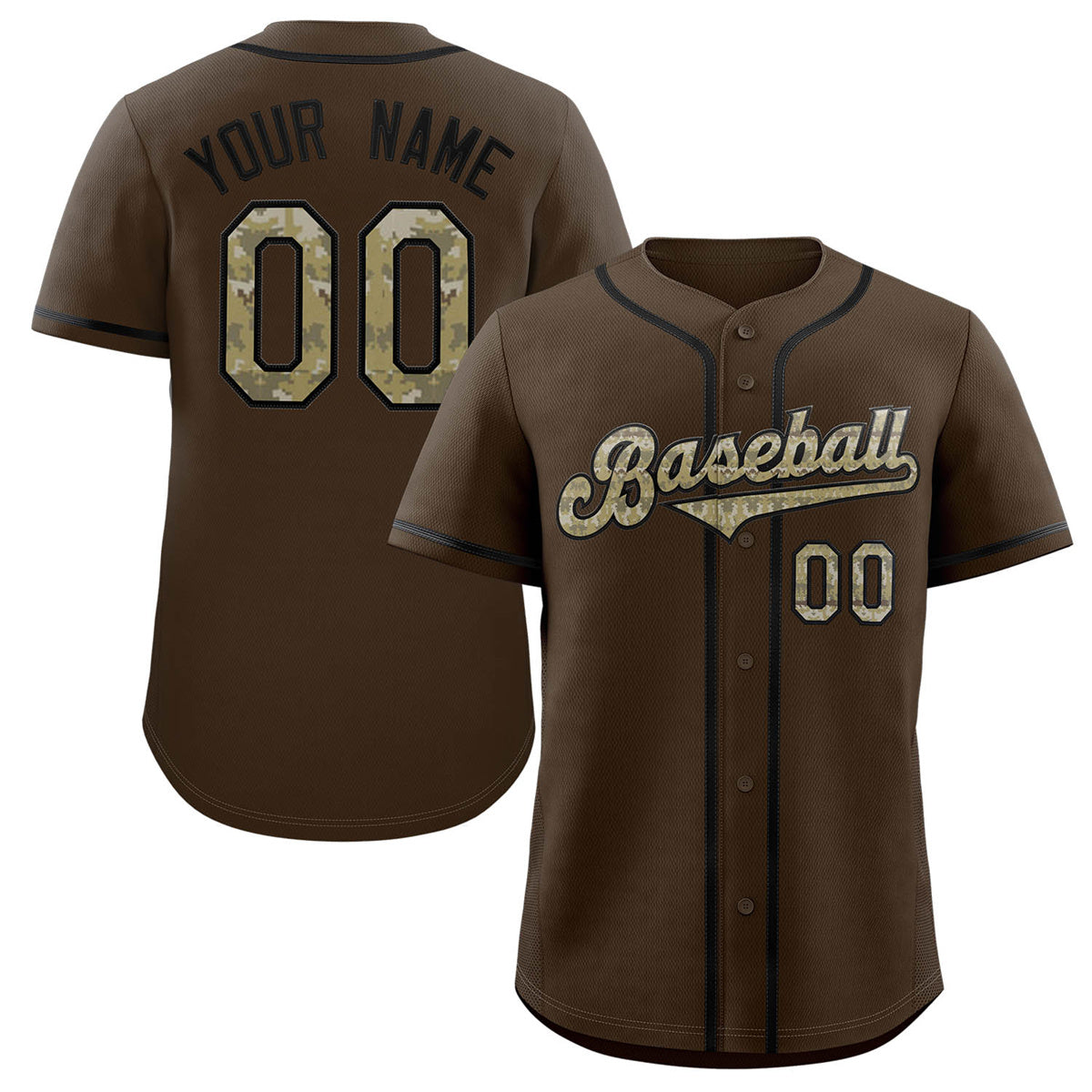 Custom Brown Olive-Black Classic Style Authentic Baseball Jersey