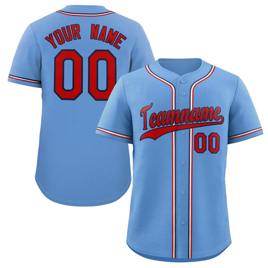 Custom Light Blue Red-Navy Classic Style Authentic Baseball Jersey