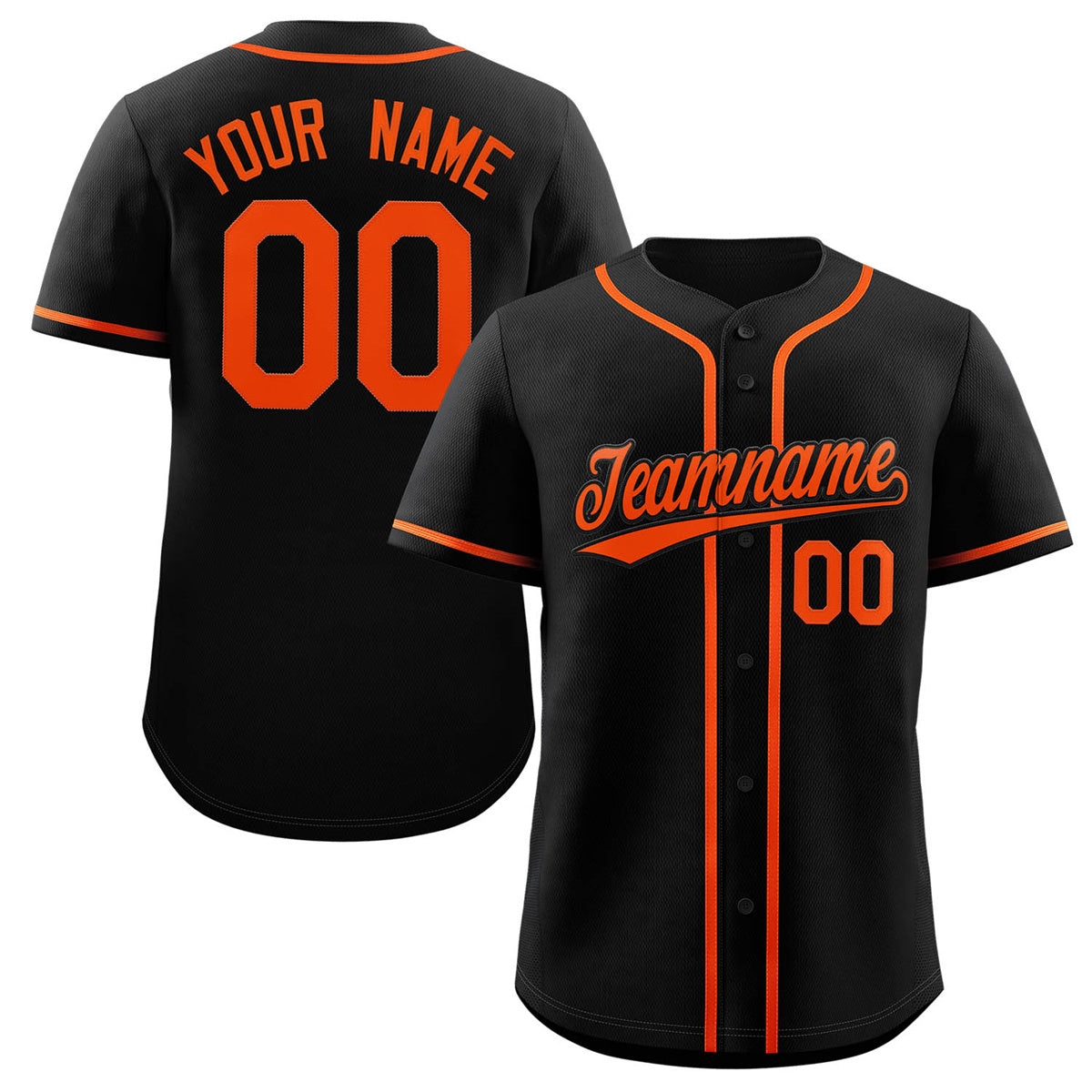 Custom Black Orange Classic Style Authentic Baseball Jersey