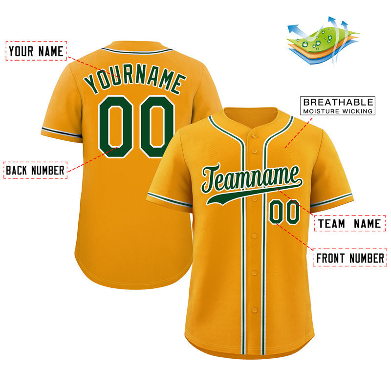 Custom Yellow Green-White Hook Classic Style Authentic Baseball Jersey