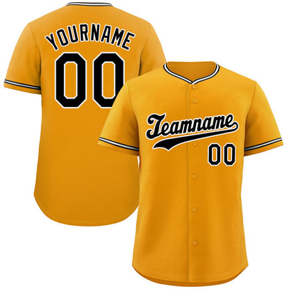 Custom Yellow Black-White Hook Classic Style Authentic Baseball Jersey