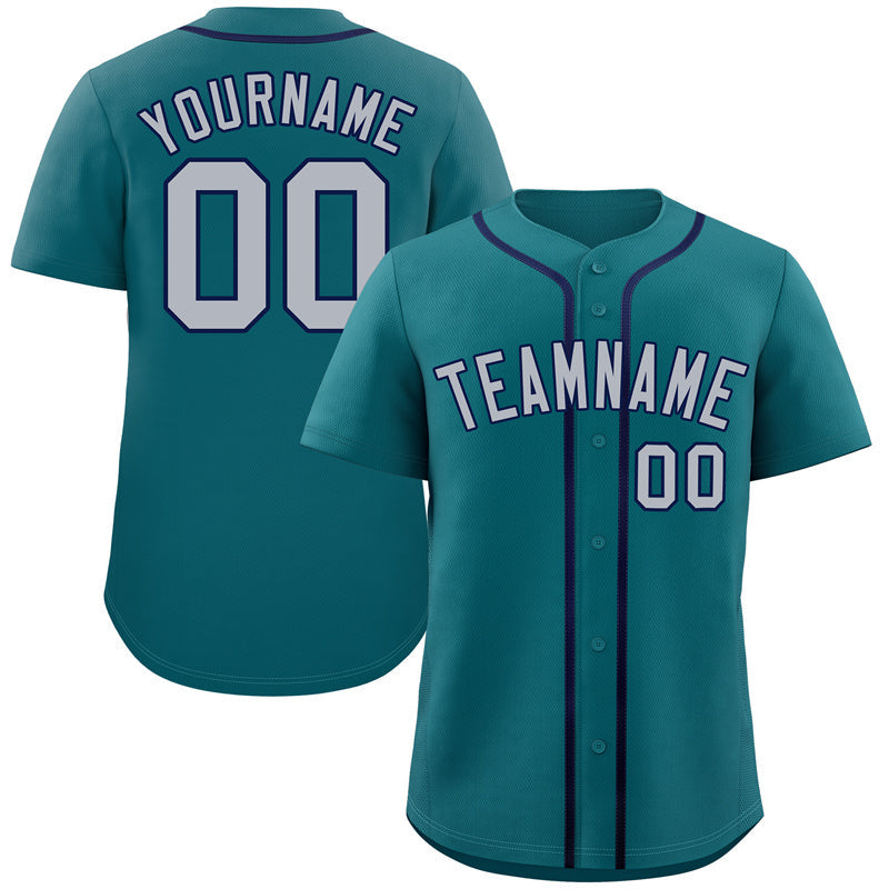 Custom Aqua Gray-Navy Bull Classic Style Authentic Baseball Jersey