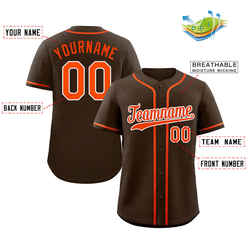 Custom Brown Orange-White Hook Classic Style Authentic Baseball Jersey