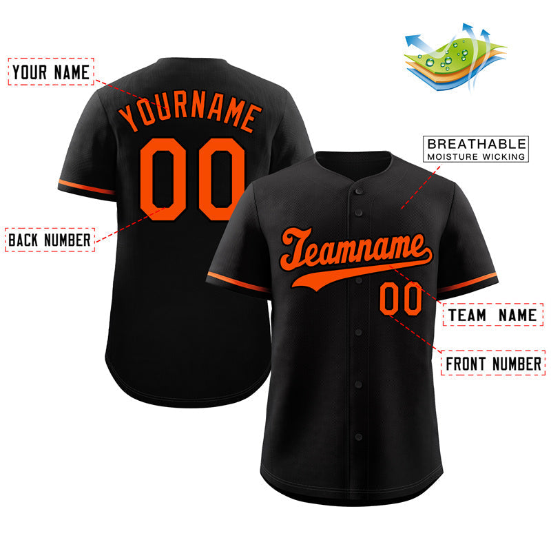 Custom Black Orange Hook Classic Style Authentic Baseball Jersey