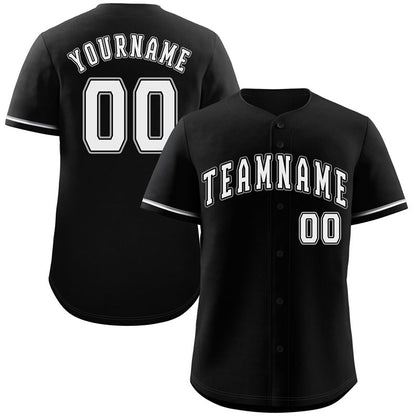 Custom Black White-Gray Bull Classic Style Authentic Baseball Jersey