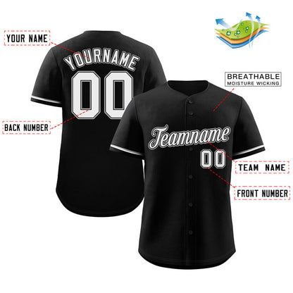 Custom Black White-Gray Classic Style Authentic Baseball Jersey