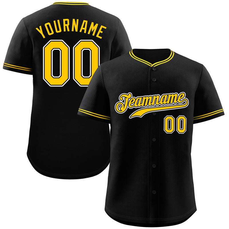 Custom Black Gold-White Hook Classic Style Authentic Baseball Jersey