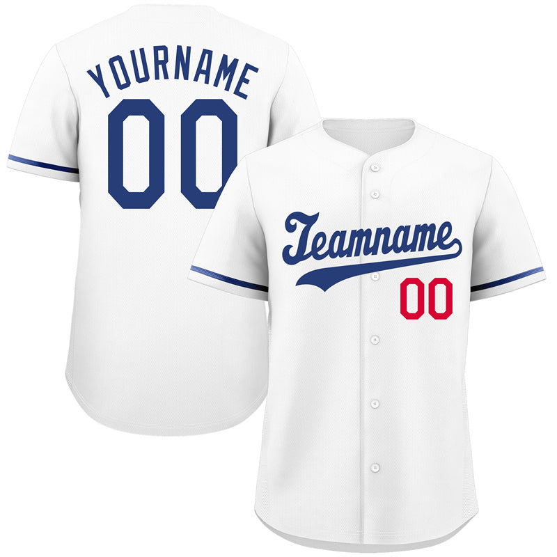 Custom White Royal-Red Hook Classic Style Authentic Baseball Jersey