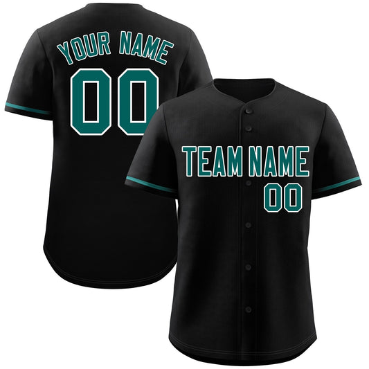 Custom Black Aqua-White Classic Style Authentic Baseball Jersey