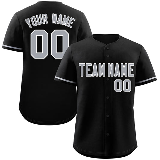 Custom Black Gray-White Classic Style Authentic Baseball Jersey