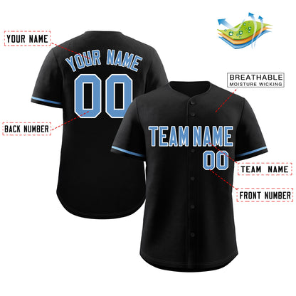 Custom Black Powder Blue-White Classic Style Authentic Baseball Jersey