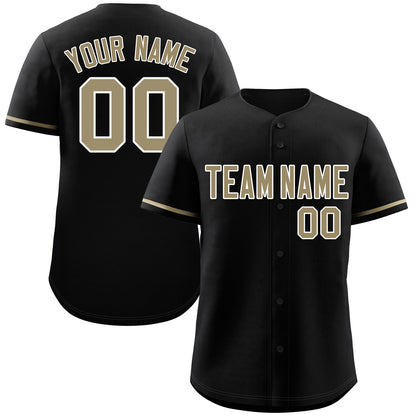 Custom Black Old Gold-White Classic Style Authentic Baseball Jersey