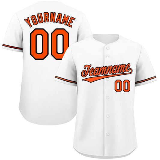 Custom White Orange-Black Classic Style Authentic Baseball Jersey