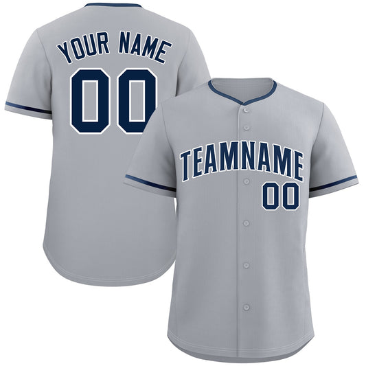 Custom Gray Navy-White Classic Style Authentic Baseball Jersey