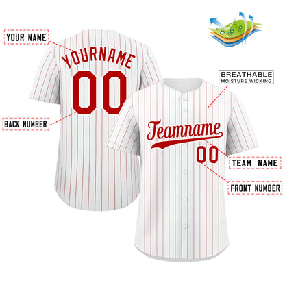 Custom White Red Stripe Fashion Authentic Baseball Jersey