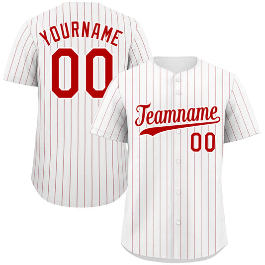 Custom White Red Stripe Fashion Authentic Baseball Jersey