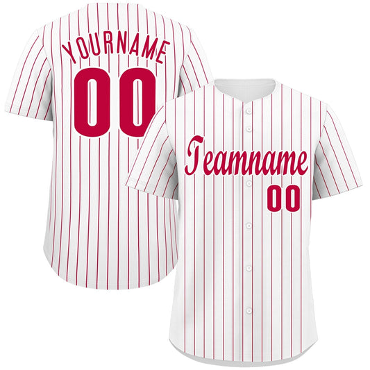 Custom White Red Stripe Fashion Authentic Baseball Jersey