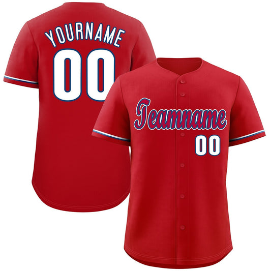 Custom Red Royal-White Classic Style Authentic Baseball Jersey