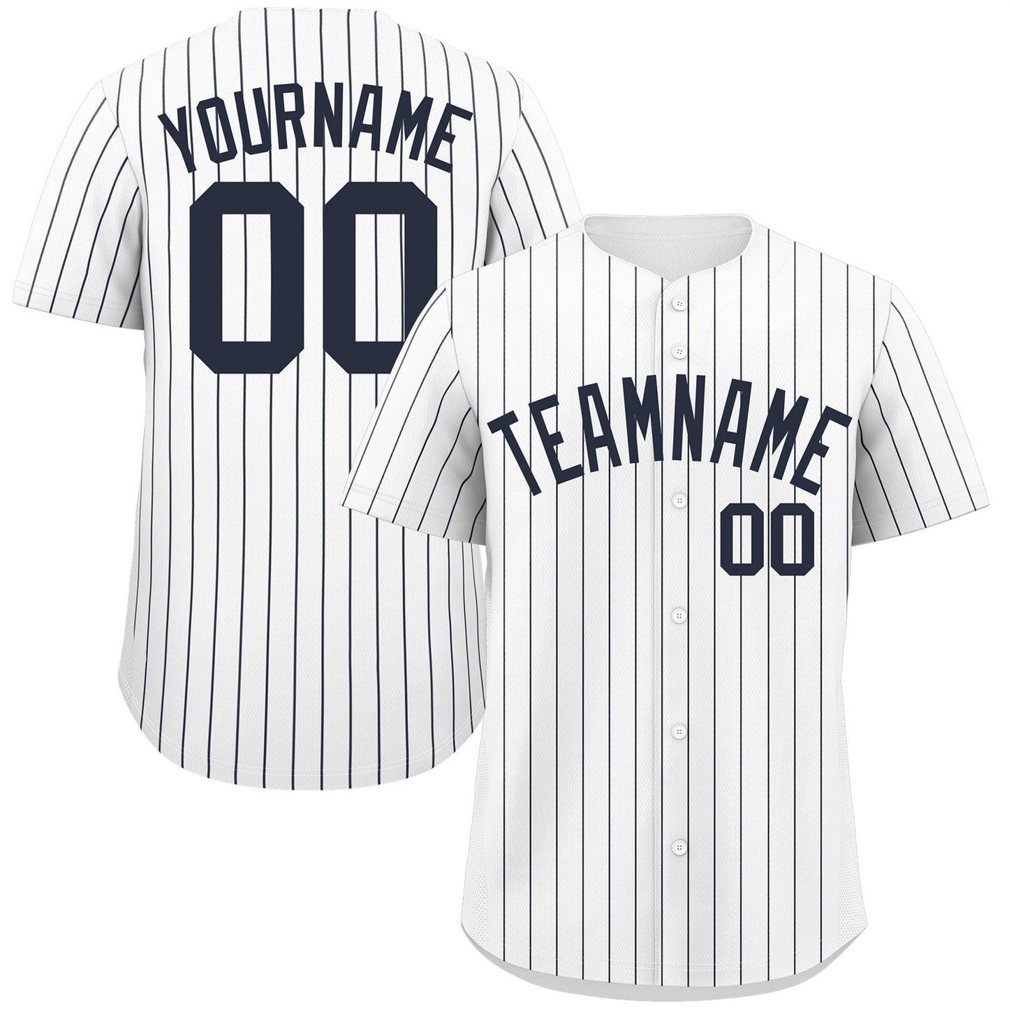 Custom White Navy Stripe Fashion Authentic Baseball Jersey