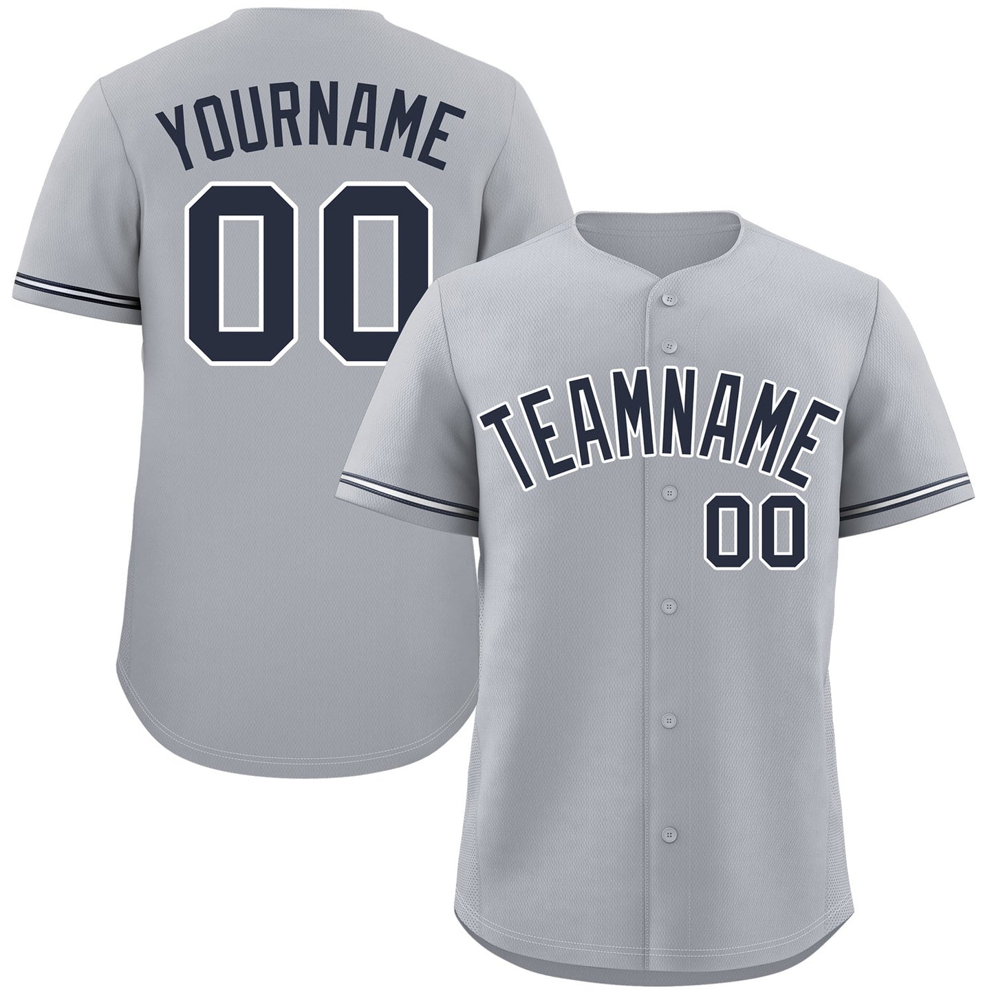 Custom Gray Navy-White Classic Style Authentic Baseball Jersey