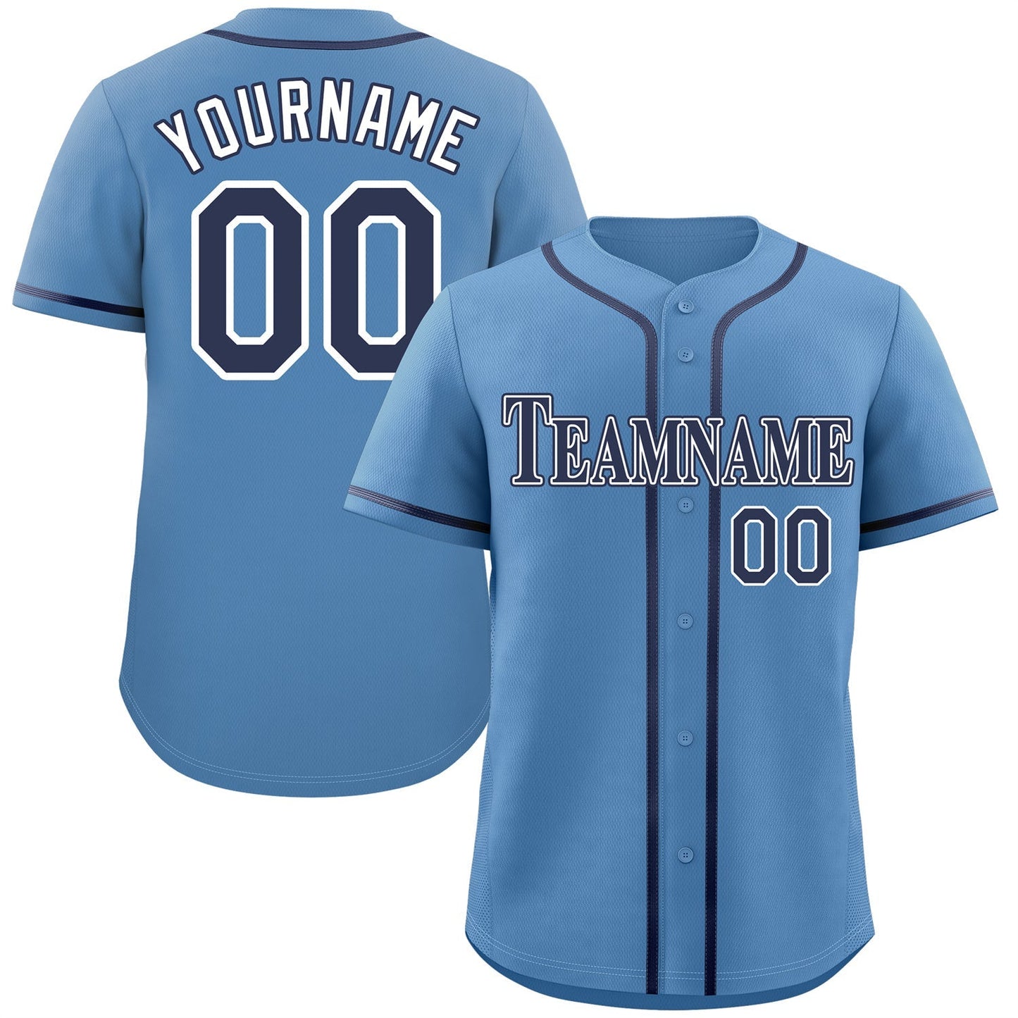 Custom Powder Blue Navy-White Classic Style Authentic Baseball Jersey