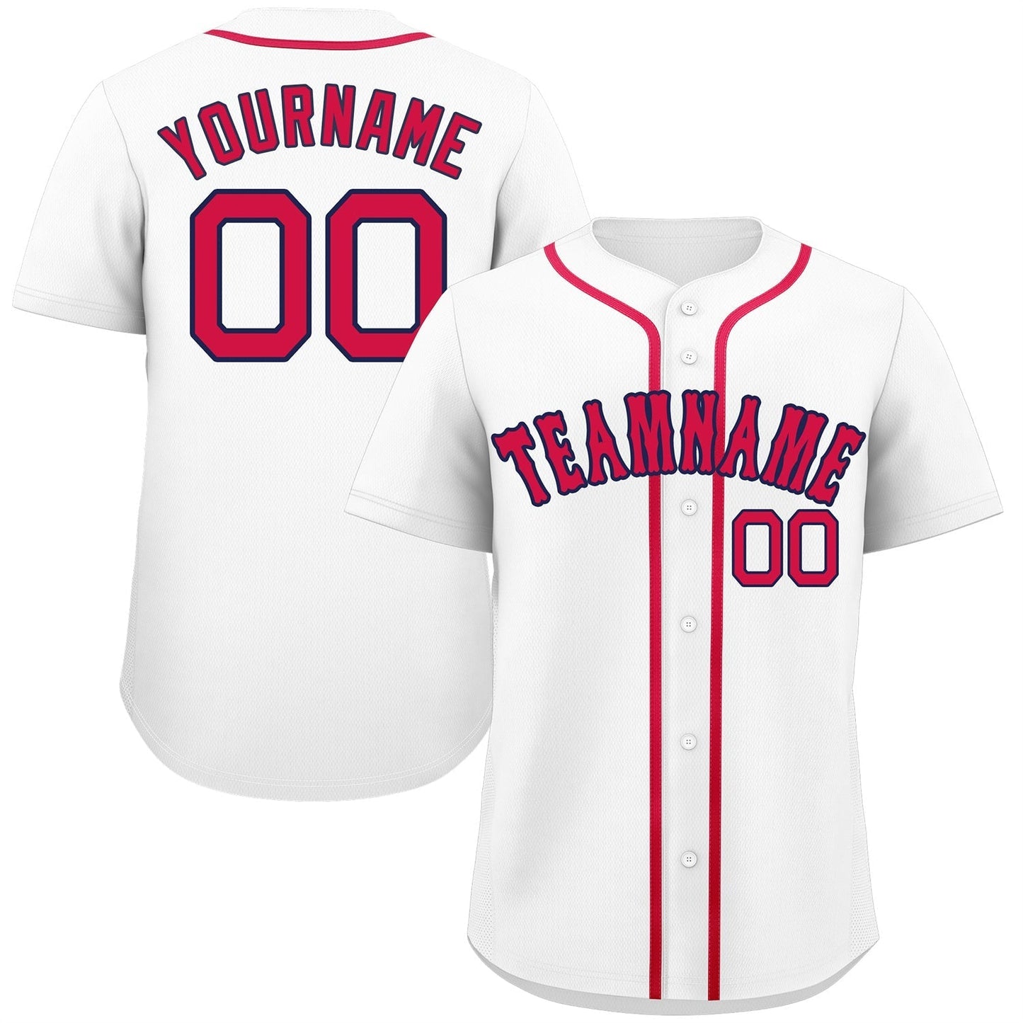 Custom White Red-Navy Classic Style Authentic Baseball Jersey