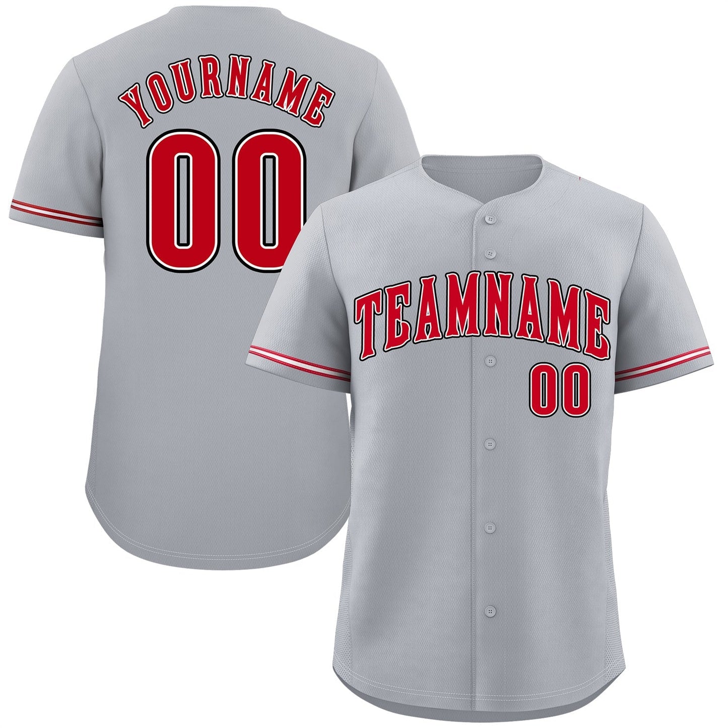 Custom Gray Red-Black Classic Style Authentic Baseball Jersey