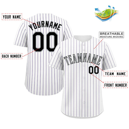 Custom White Gray-Black Stripe Fashion Authentic Baseball Jersey