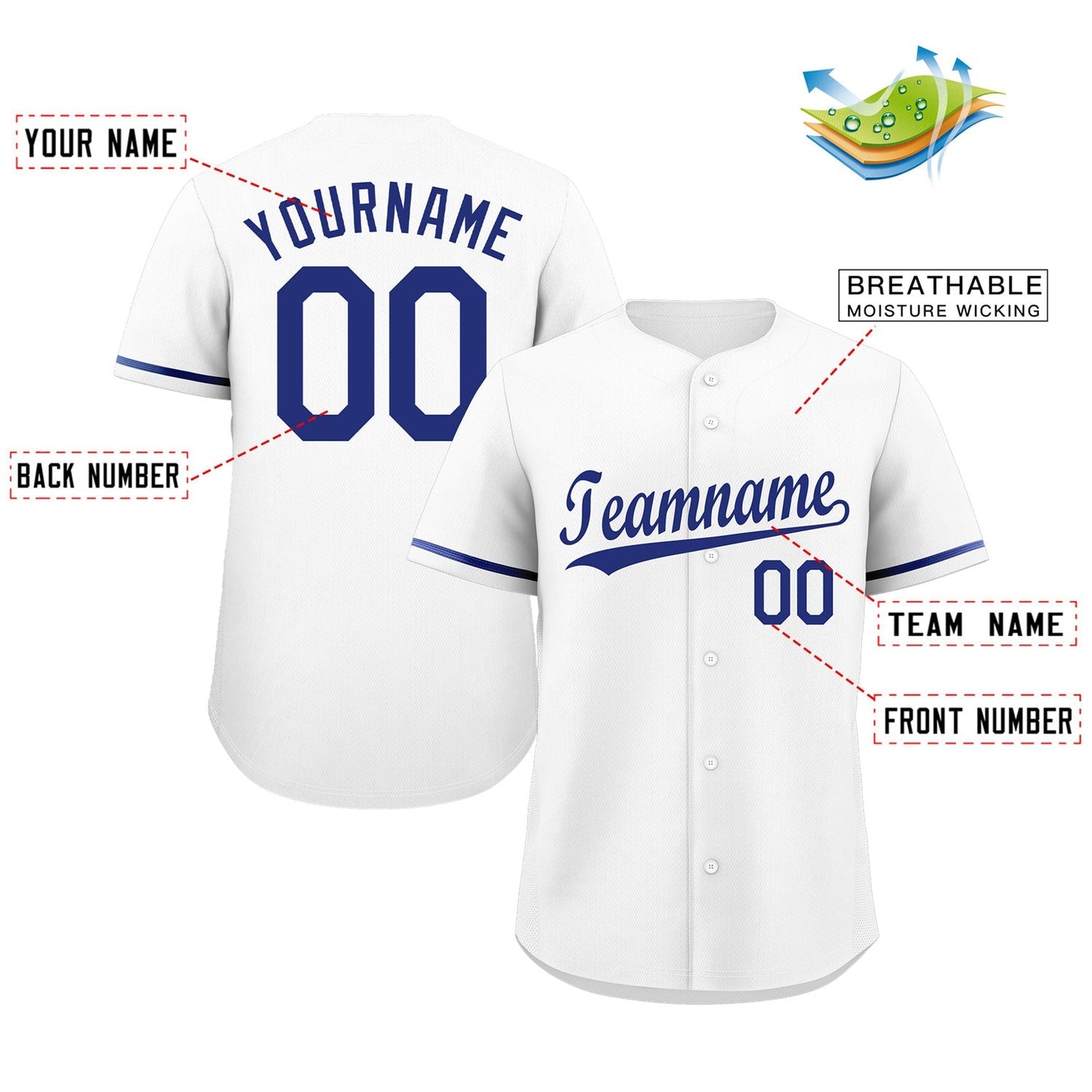 Custom White Royal Classic Style Authentic Baseball Jersey