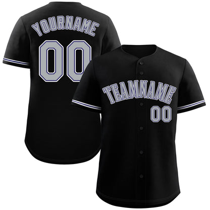 Custom Black Gray-White Bull Classic Style Authentic Baseball Jersey