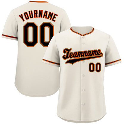 Custom Cream Black-Orange Hook Classic Style Authentic Baseball Jersey