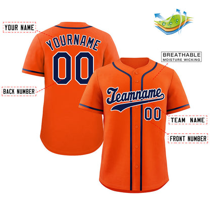 Custom Orange Royal-White Hook Classic Style Authentic Baseball Jersey