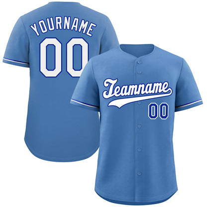 Custom Light Blue White-Navy Hook Classic Style Authentic Baseball Jersey