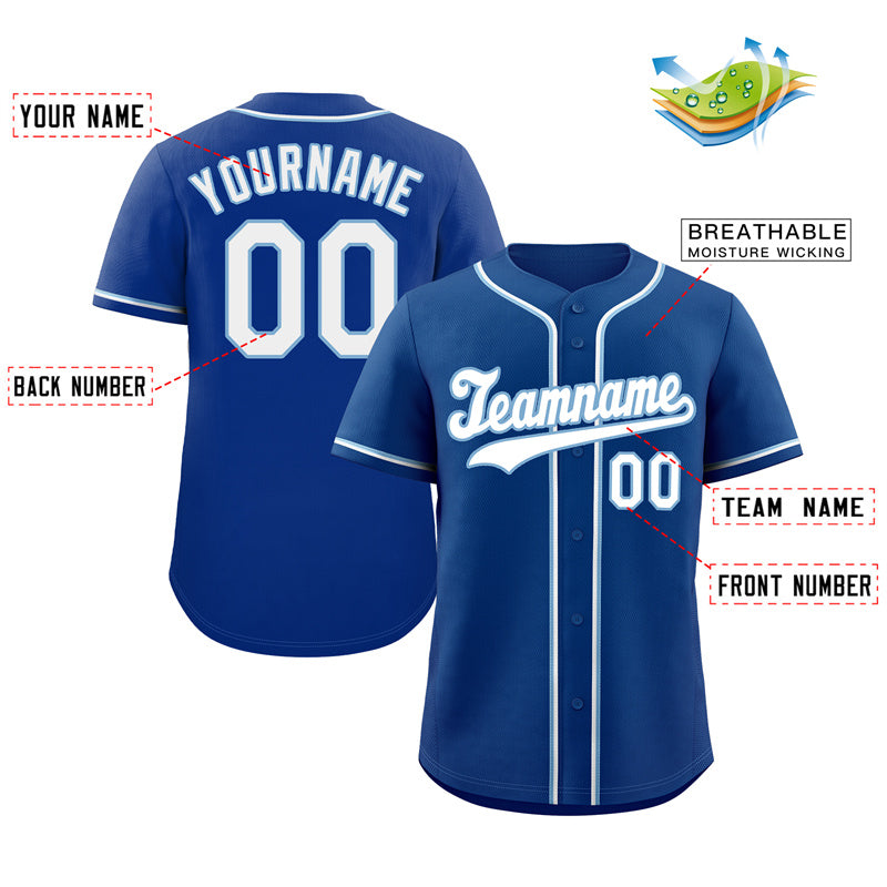 Custom Royal White-Light Blue Hook Classic Style Authentic Baseball Jersey