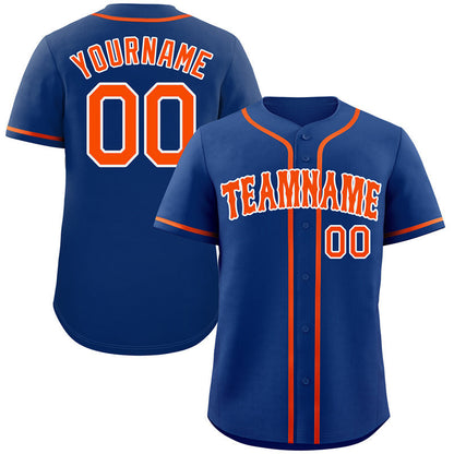 Custom Royal Orange-White Bull Classic Style Authentic Baseball Jersey