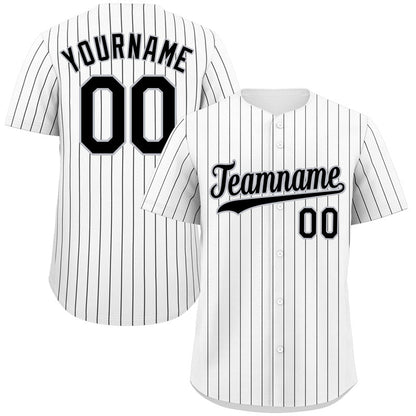 Custom White Black-Gray Hook Stripe Fashion Authentic Baseball Jersey