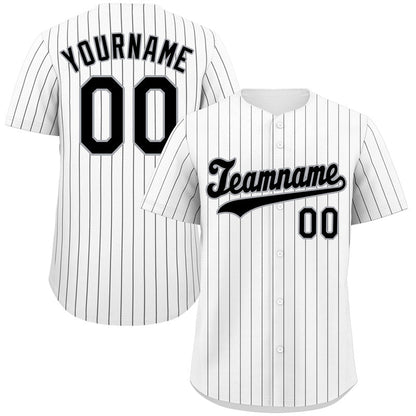 Custom White Black-Gray Hook Stripe Fashion Authentic Baseball Jersey