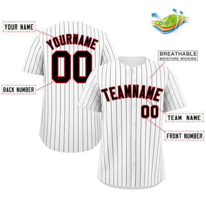 Custom White Black-Red Stripe Fashion Authentic Baseball Jersey