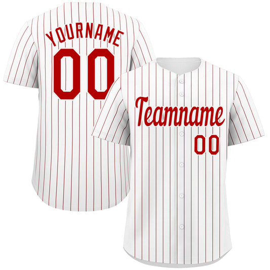 Custom White Red Stripe Fashion Authentic Baseball Jersey