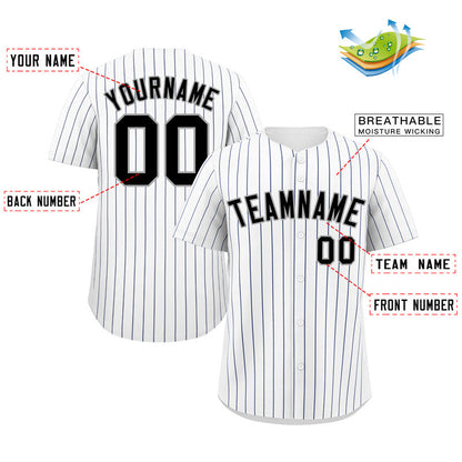 Custom White Black-Gray Bull Stripe Fashion Authentic Baseball Jersey