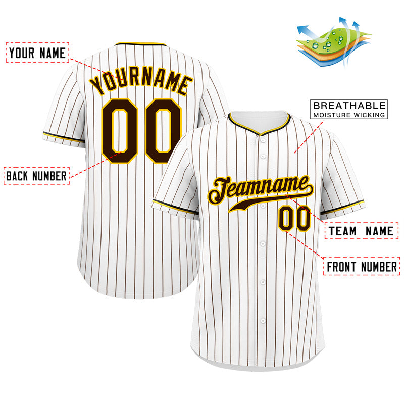 Custom White Black-Gold Hook Stripe Fashion Authentic Baseball Jersey