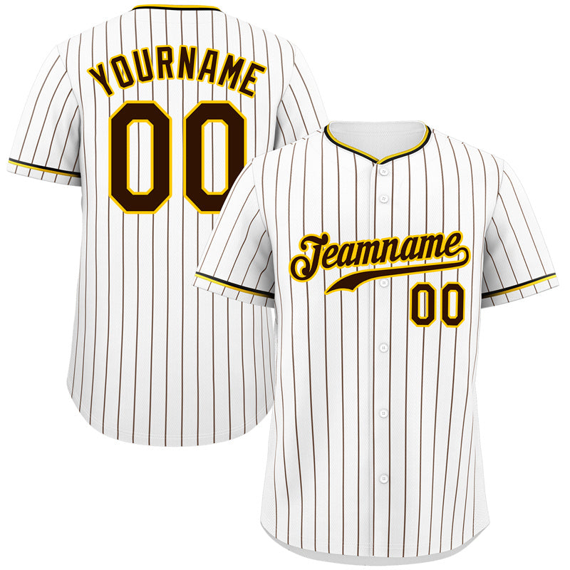 Custom White Black-Gold Hook Stripe Fashion Authentic Baseball Jersey