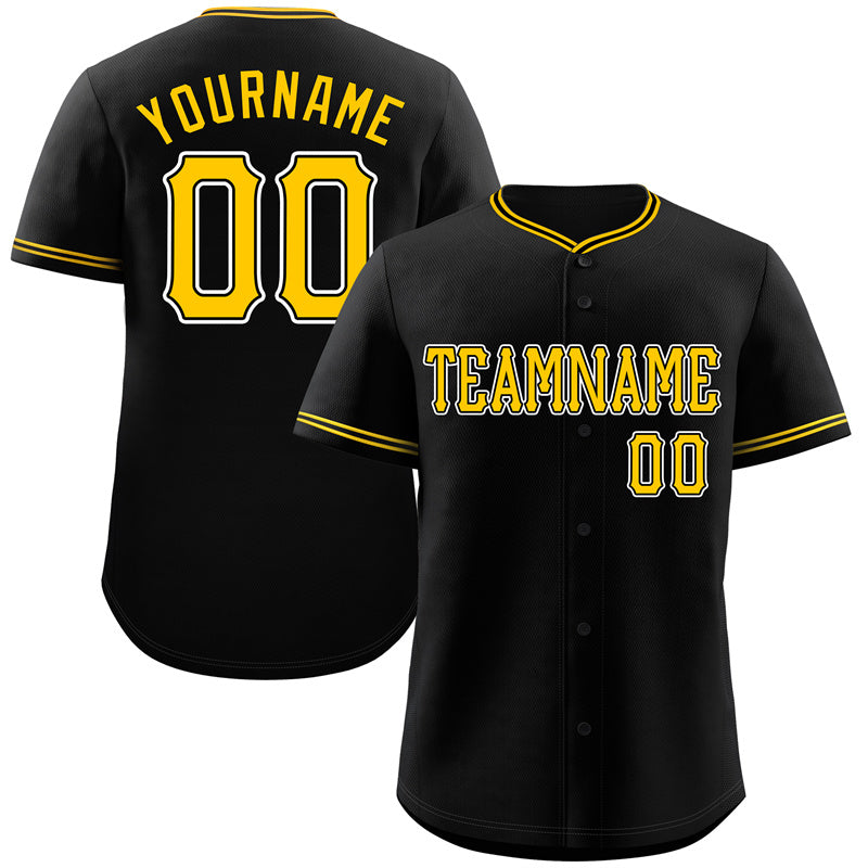 Custom Black Gold-White Classic Style Authentic Baseball Jersey