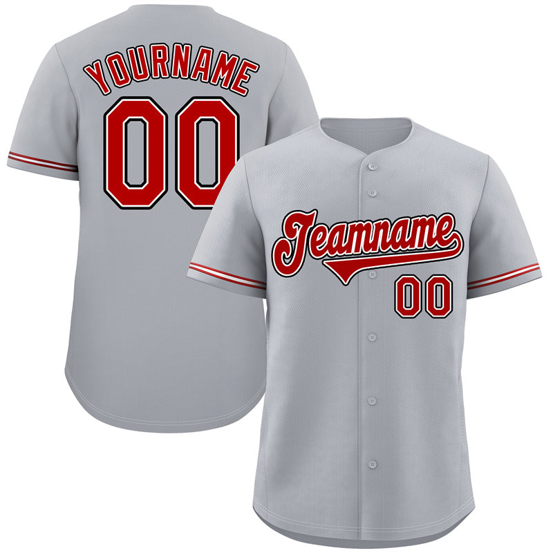 Custom Gray Red-Black Classic Style Authentic Baseball Jersey