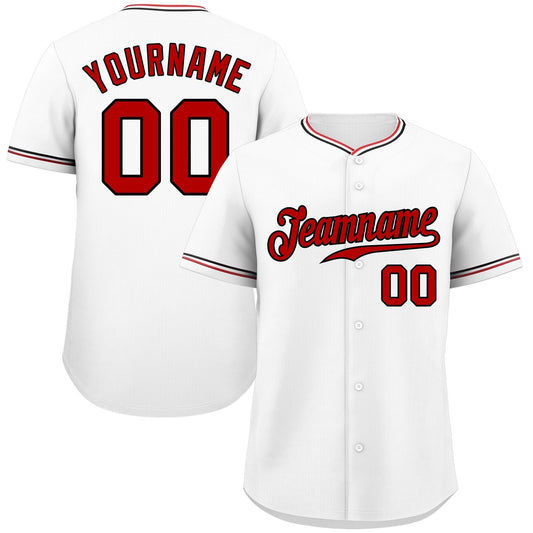 Custom White Red-Black Classic Style Authentic Baseball Jersey