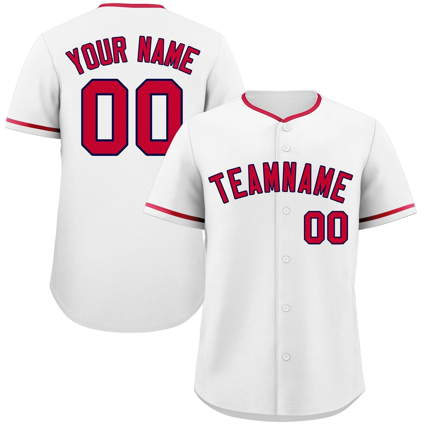 Custom White Red-Navy Classic Style Authentic Baseball Jersey