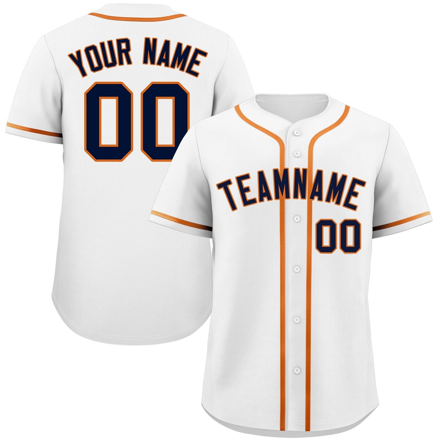 Custom White Navy-Orange Classic Style Authentic Baseball Jersey