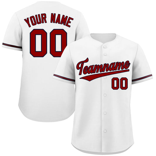 Custom White Red-Navy Classic Style Authentic Baseball Jersey