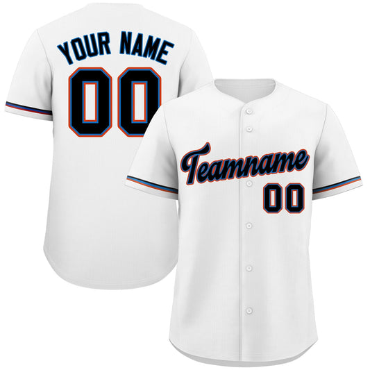 Custom White Black-Orange Classic Style Authentic Baseball Jersey