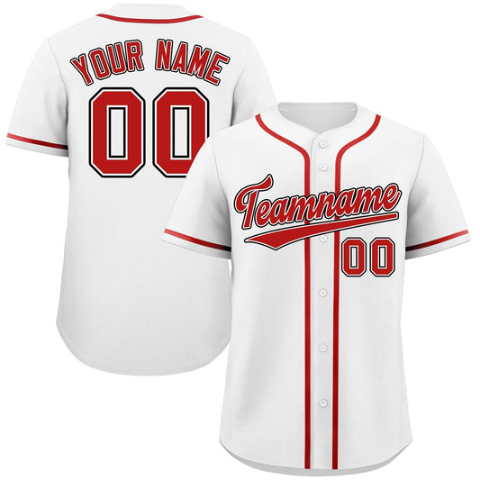 Custom White Red-Black Classic Style Authentic Baseball Jersey